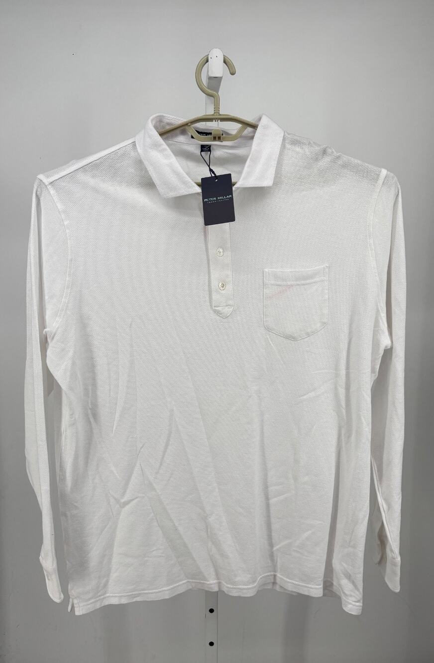 Peter Millar Crown Crafted Croxley Polo Shirt Mens XL White Cotton Linen Blend